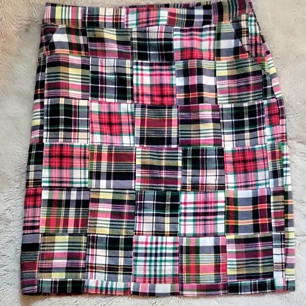 Brooks Brothers 346 Cotton Patchwork Skirt lined Sz. 2  Madras